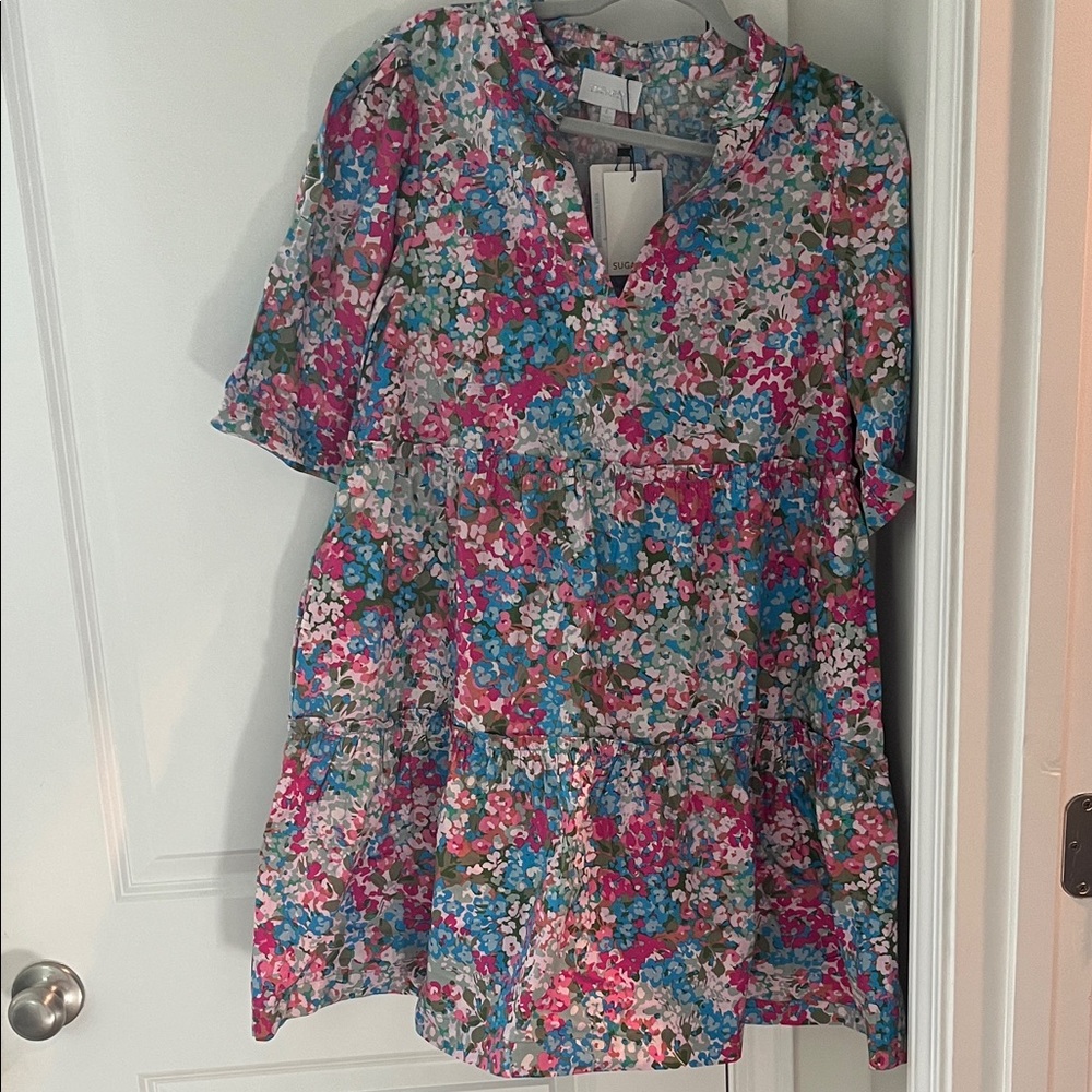 NWT! Sugarlips size large floral dress pink and blue